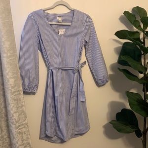 New J.Crew blue and white tie dress